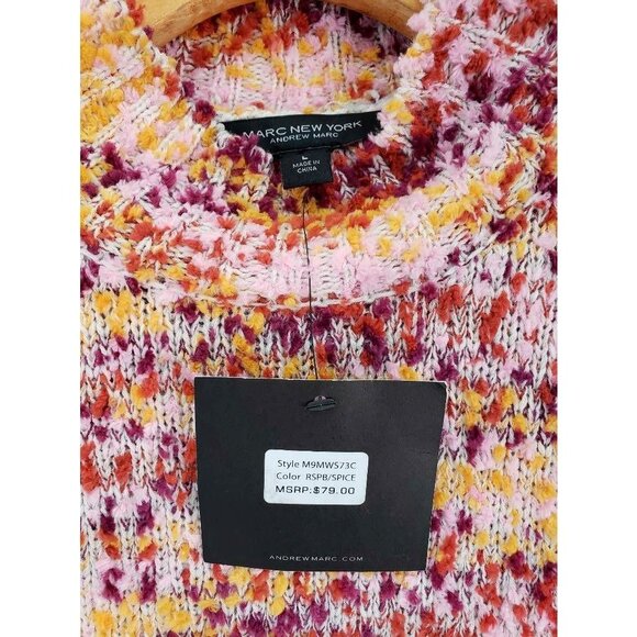 Andrew Marc New York Knit Popcorn Sweater Relaxed Fit Marled Long Sleeves Sz L - Picture 6 of 6